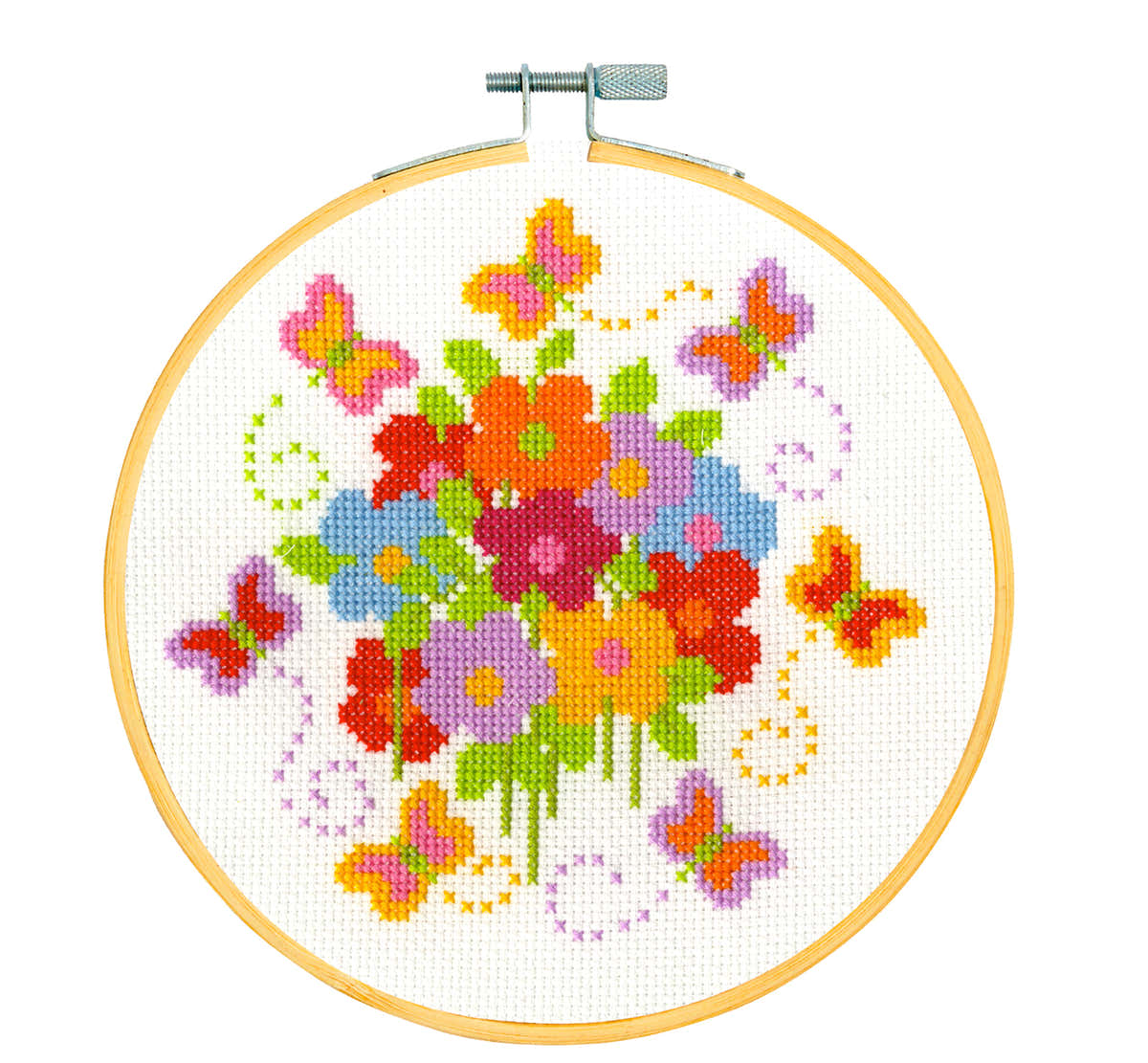 DMC Fluttering Butterflies Cross Stitch Kit (with 7in hoop) - 7in