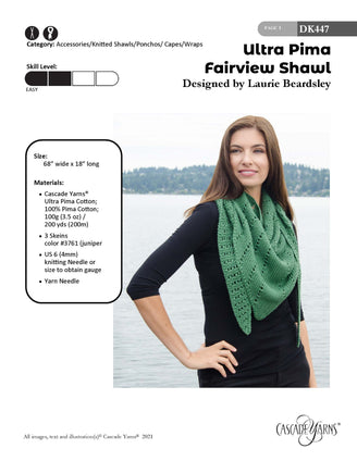 Fairview Shawl in Cascade Yarns Ultra Pima - DK447 - Downloadable PDF