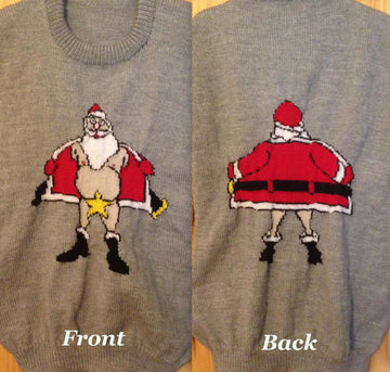Naughty Flashing Santa Front & Back Jumper