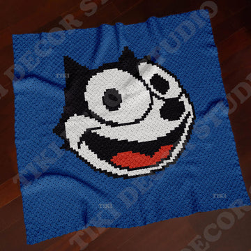 Felix The Cat Portrait Baby Throw Blanket C2C CROCHET PATTERN
