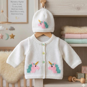 Baby Unicorn Cardigan and Hat