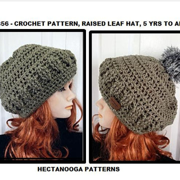 #2856 - Raised Leaf Crochet Hat