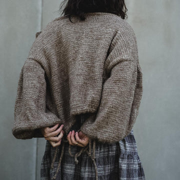 Balloon sleeve short cardigan