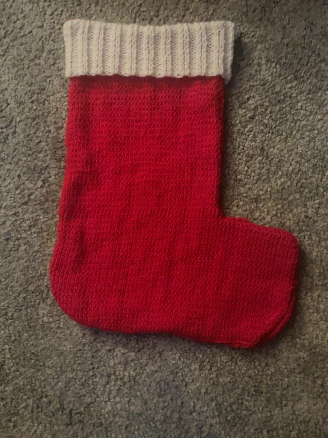 Christmas stocking knit flat