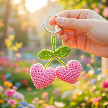 Crochet 2 Hearts Keychain Pattern – Mini Heart Bag Charm (PDF + Video)