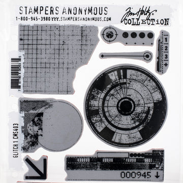 Stampers Anonymous Tim Holtz Cling Stamps 7"X8.5" - Glitch 1