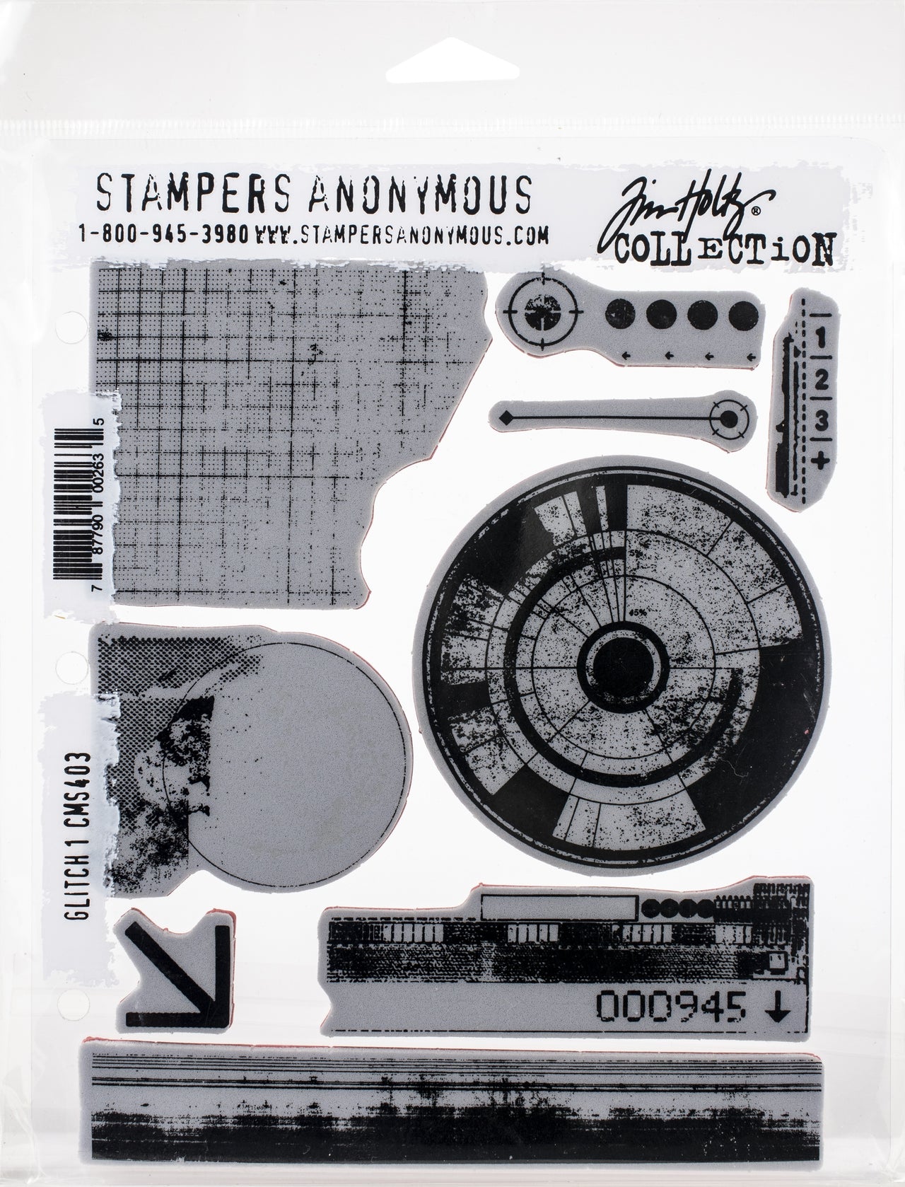 Stampers Anonymous Tim Holtz Cling Stamps 7"X8.5" - Glitch 1