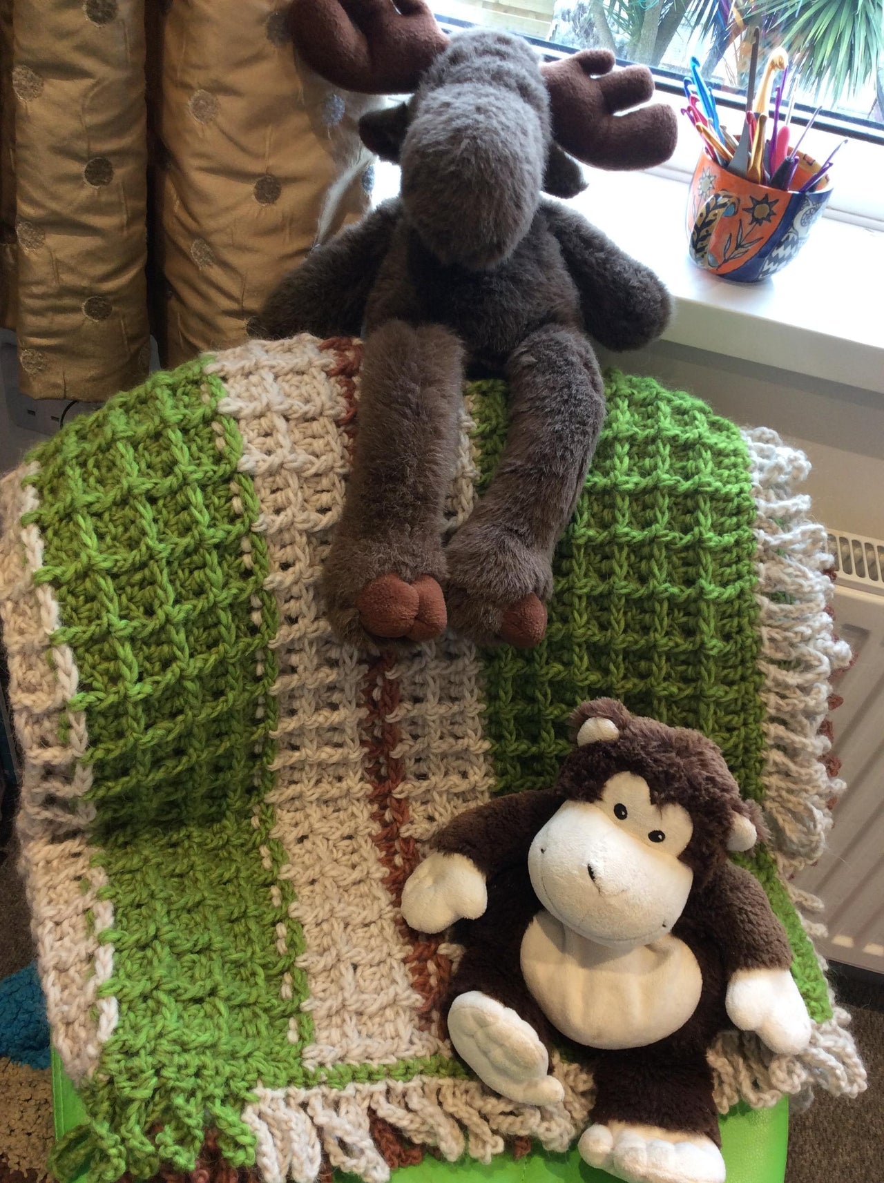 Waffle stitch throw