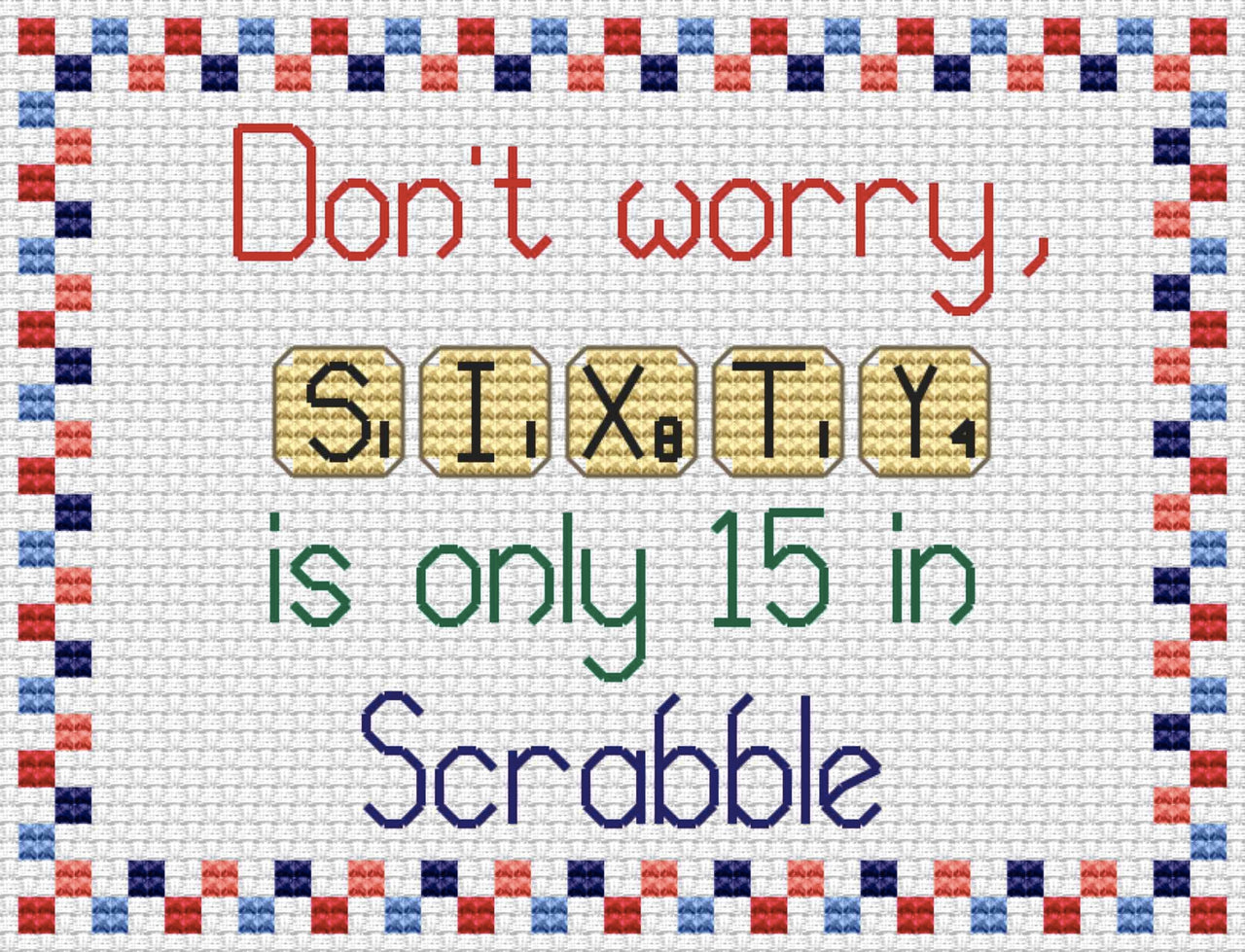 Scrabble 60 Cross Stitch PDF Pattern