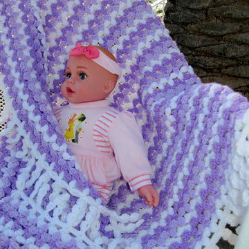"Lilac Mosaic" Baby Blanket With Decorative Fringe