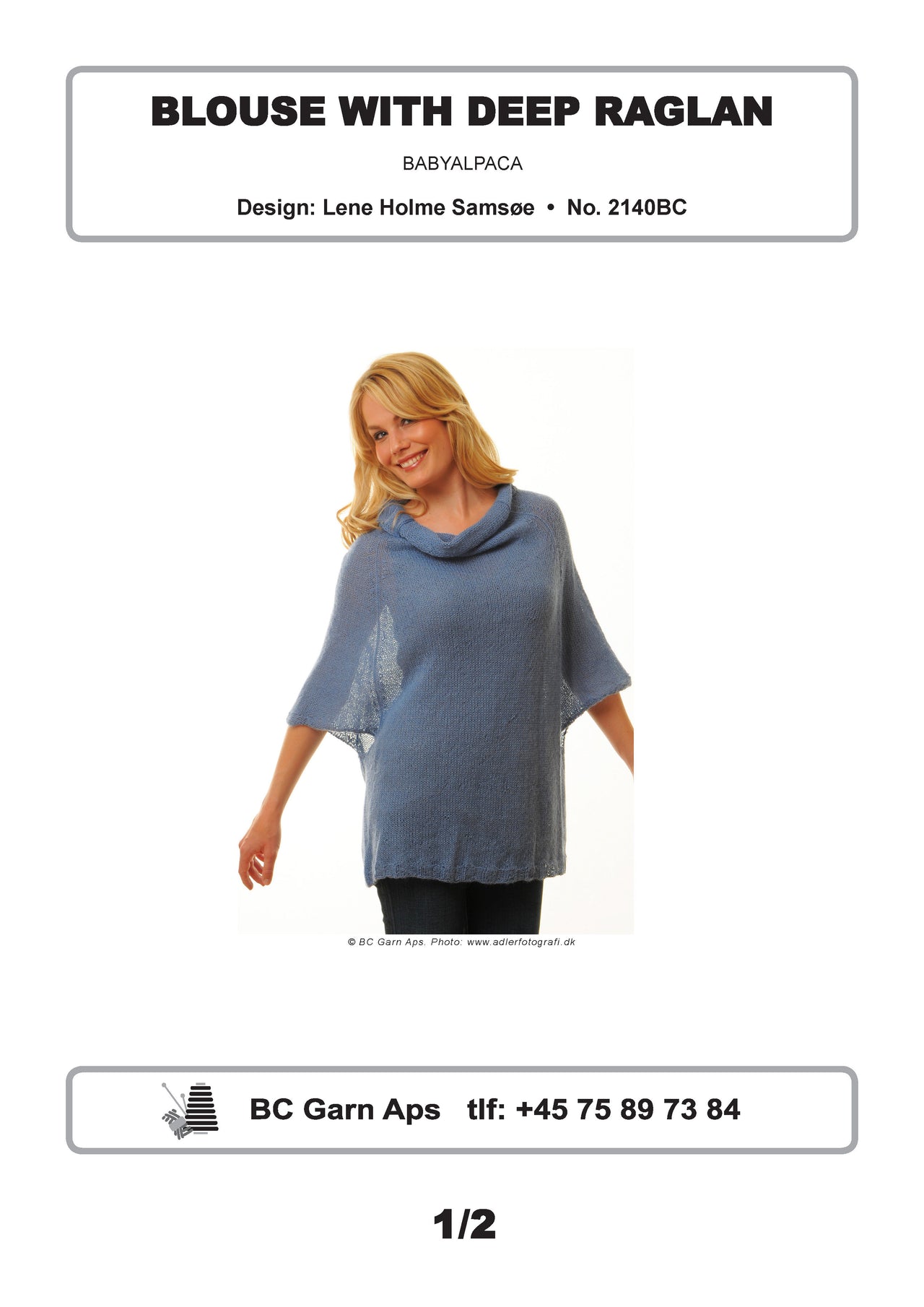 Blouse with Deep Raglan in BC Garn Baby Alpaca - 2140BC - Downloadable PDF