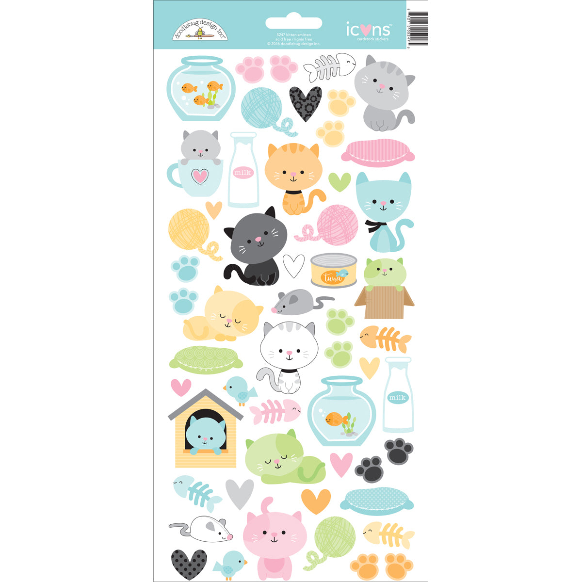 Doodlebug Cardstock Stickers 6"X13" - Kitten Smitten