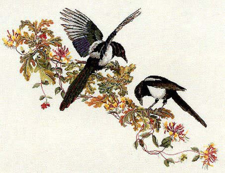 Thea Gouverneur Bv Magpies Cross Stitch Kit - 48cm x 60cm