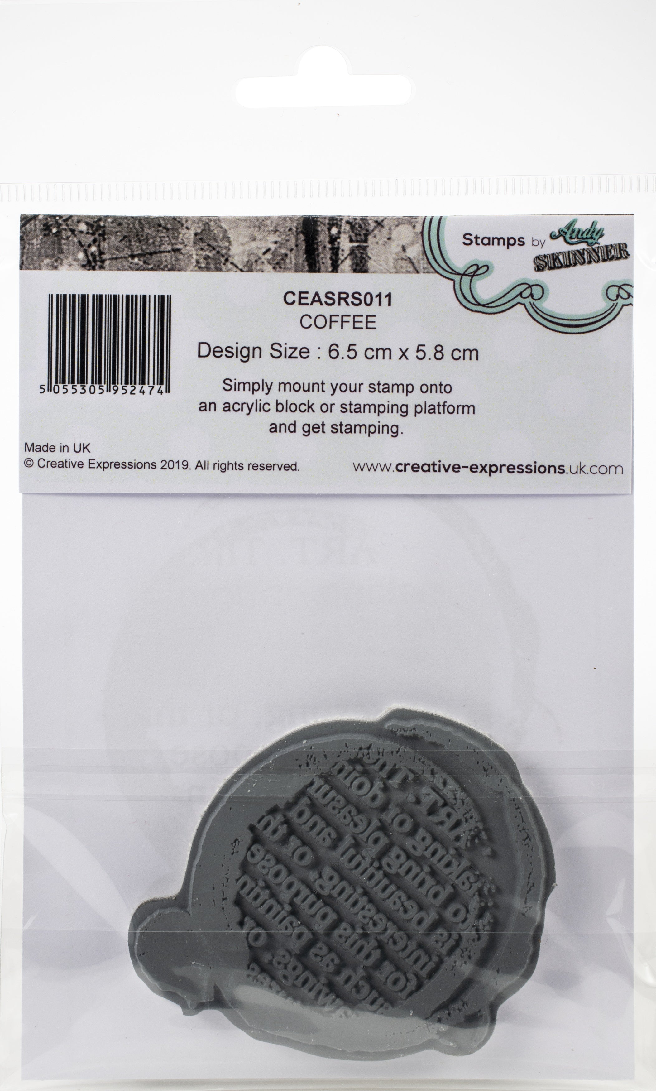 Creative Expressions Rubber Stamp By Andy Skinner - Coffee Art