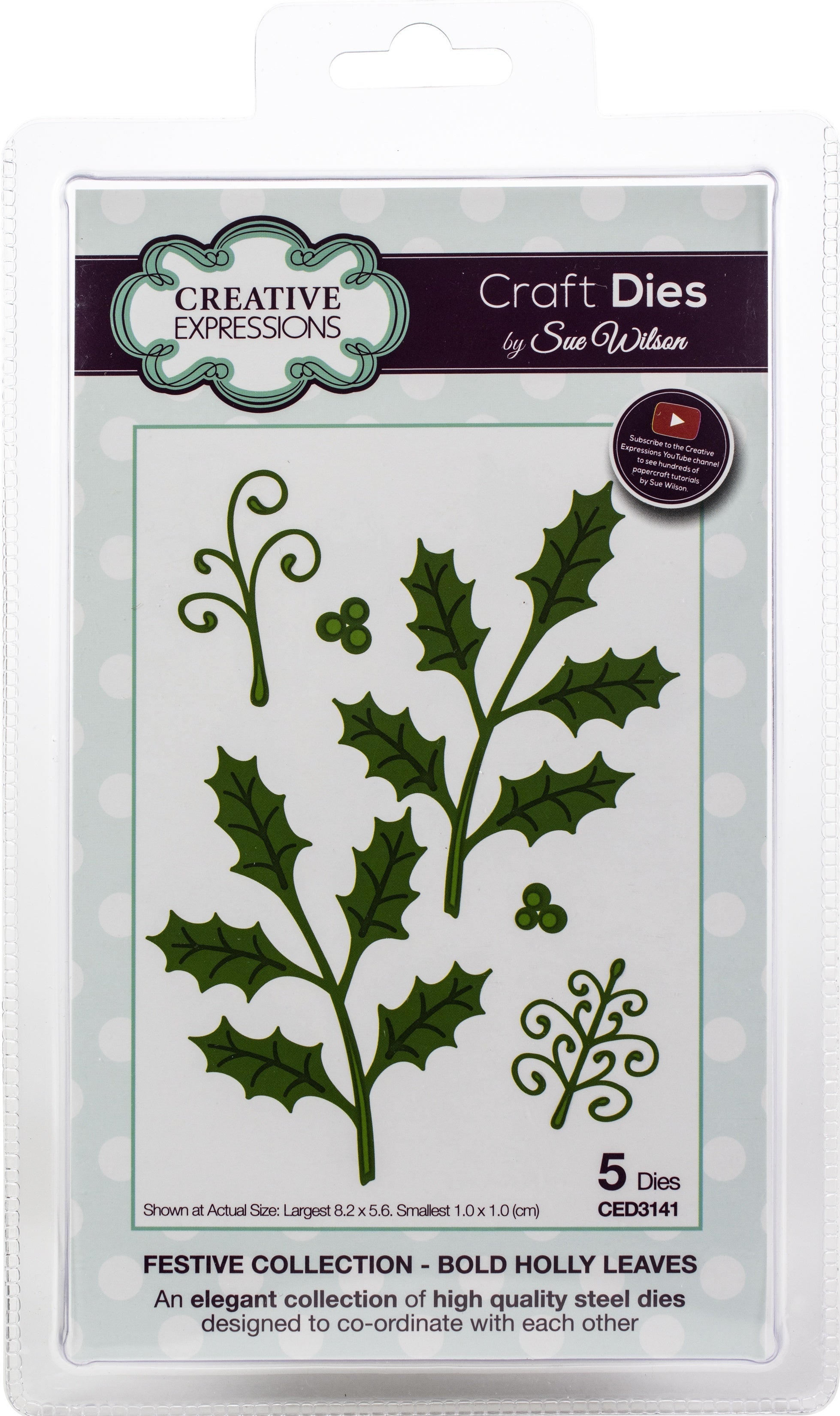 Creative Expressions Festive Craft Dies By Sue Wilson - Bold Holly Leaves