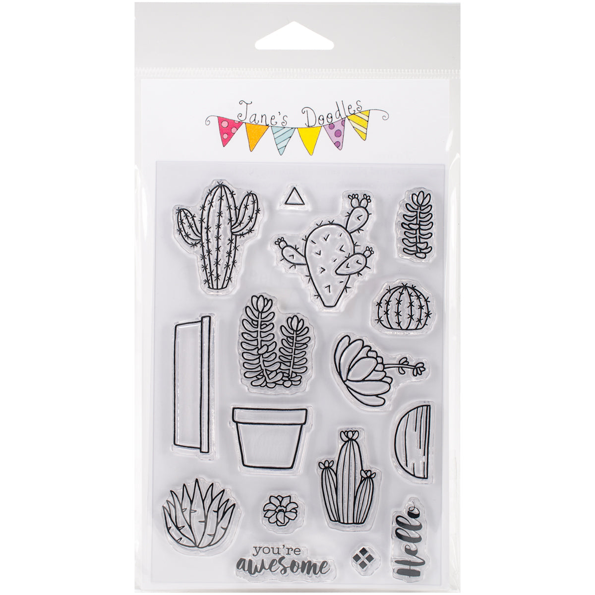 Jane's Doodles Clear Stamps 4"X6" - Cactus