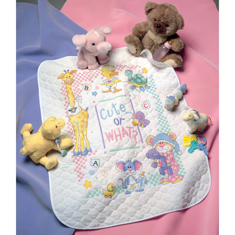 Dimensions Cute.. Or What? Quilt Stamped Cross Stitch Kit - 86cm x 109cm