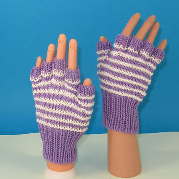 Stripe Pattern Short Finger Gloves