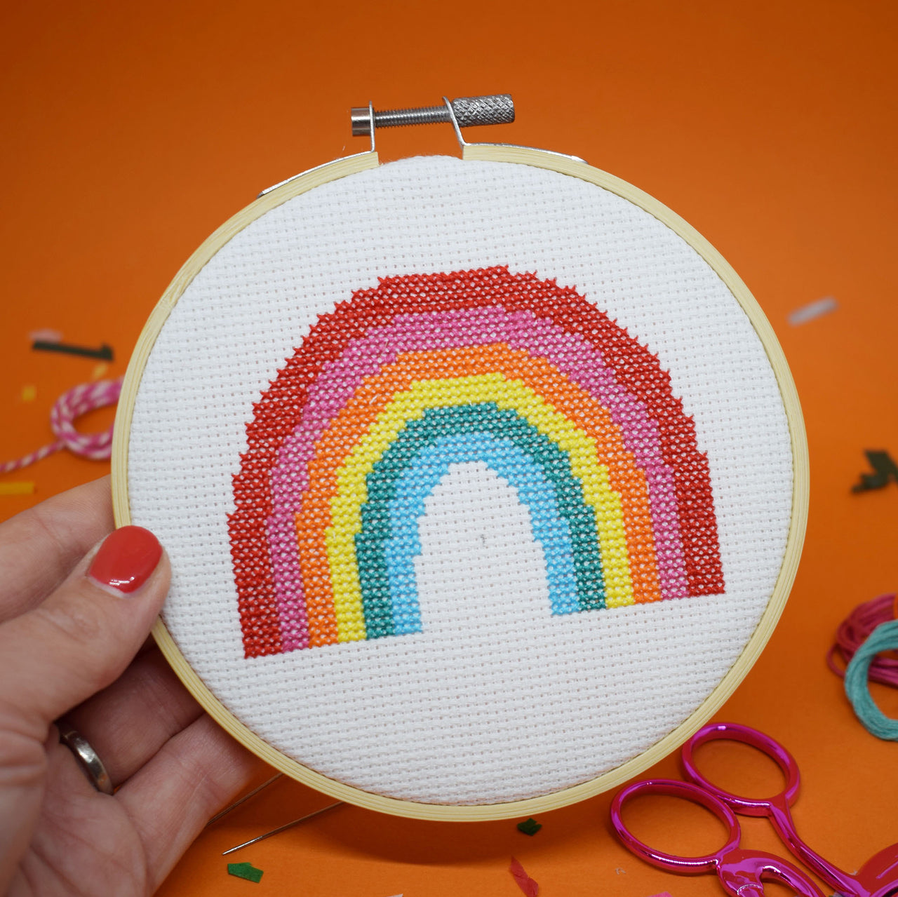 The Make Arcade Super Rainbow Cross Stitch Kit - 5 Inch