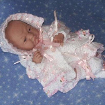 Matinee Coat, Bonnet and Booties size Prem/Newborn Ref18