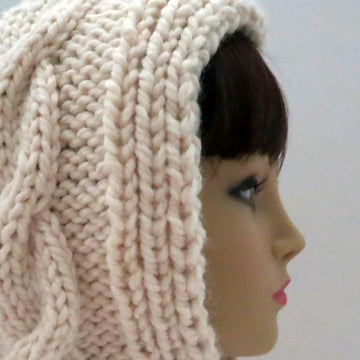 Snow Queen Cable Hooded Hat