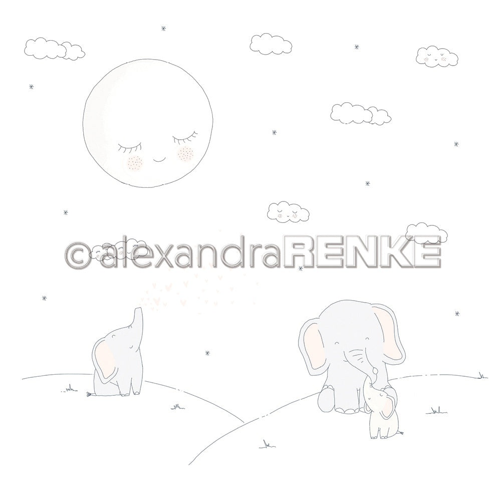 Alexandra Renke Baby In Clouds Design Paper 12"X12" 25/Pkg - Baby Elephants On The Hill