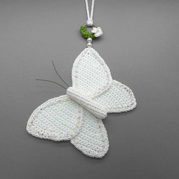 Butterfly hanging decoration - simple made from scraps of yarn