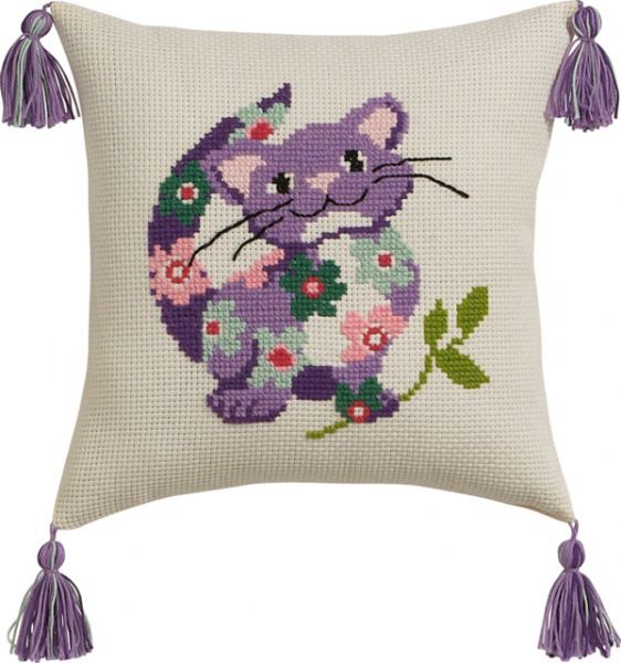 Permin Cat Cushion Cross Stitch Kit - 30x30cm