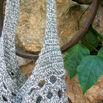 Grey crochet hobo bag
