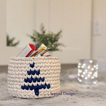 Recycled (t-shirt) yarn basket container-114