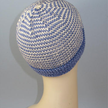 Button Up Stripe Beanie Circular knitting pattern