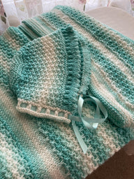 Mint Sorbet Baby Bonnet  Blanket.