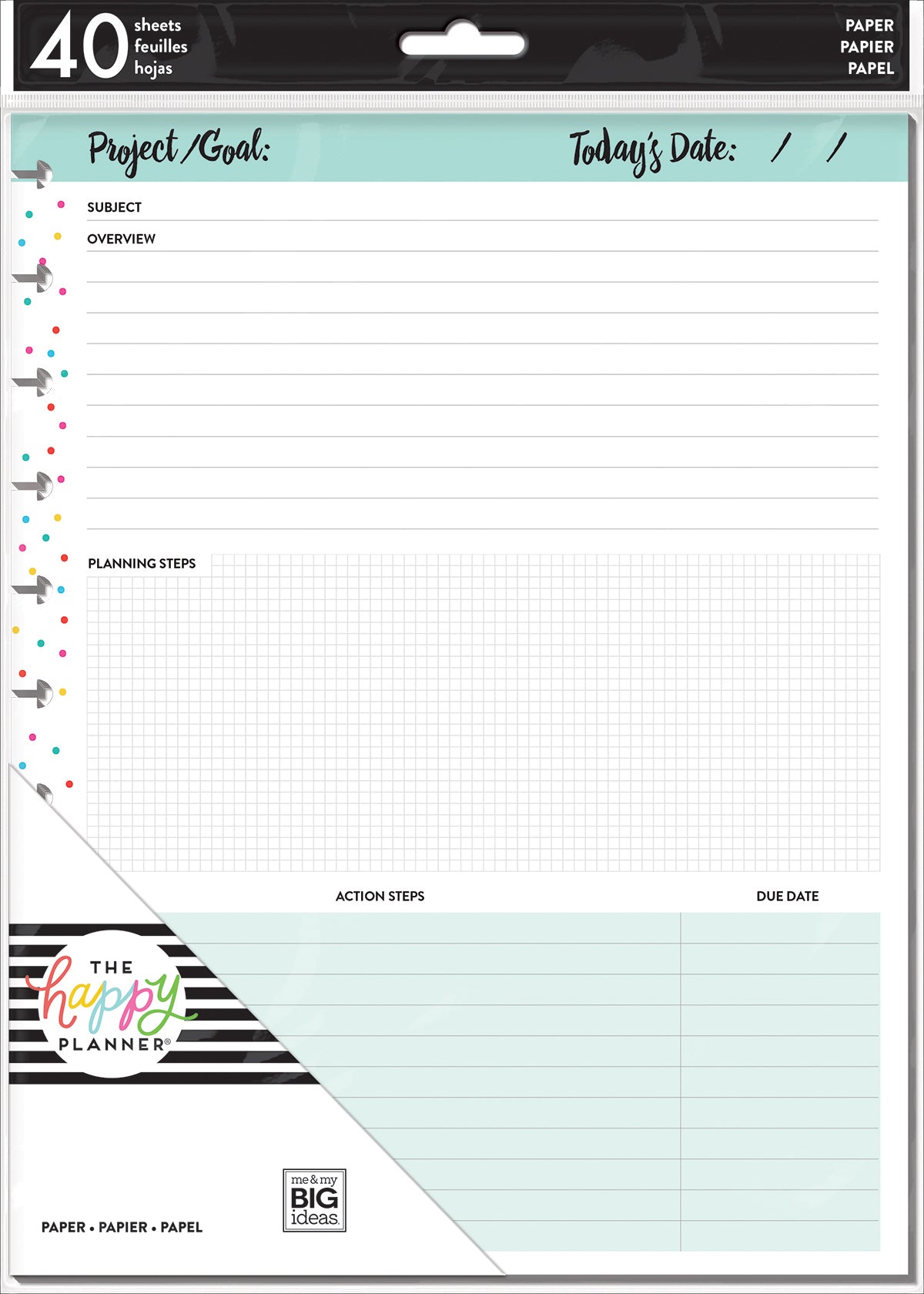 Happy Planner Big Full Sheet Fill Paper 40/Pkg - Project