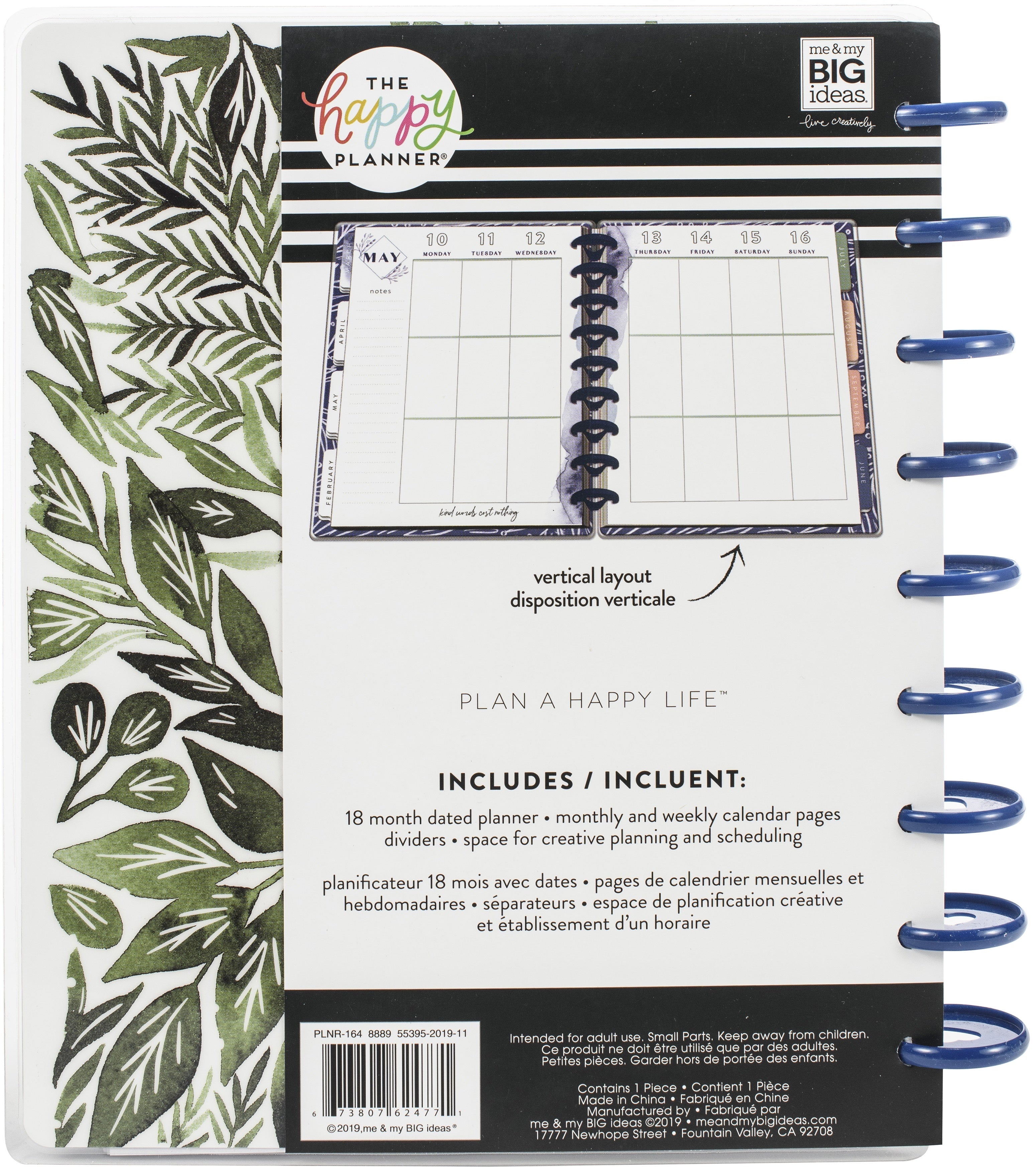 Happy Planner 18-Month Dated Medium Planner 7.75"X9.75" - Green Garden - 627355