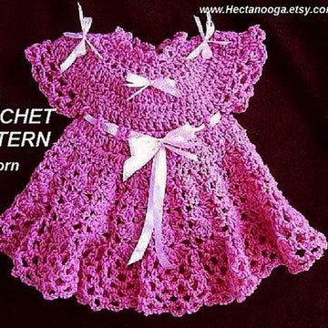 538 pink baby girl dress, newborn to age 6