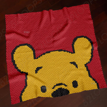 Winnie The Pooh Blanket C2C CROCHET PATTERN Cartoon Red Throw Baby Receiving