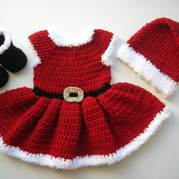 Mrs Santa Hat, Dress and Booties Outfit