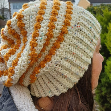 Berry Slouch Beanie and Fingerless Mitts