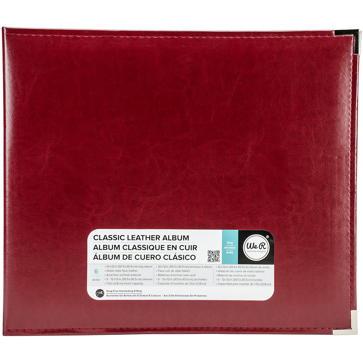 We R Memory Keepers We R Classic Leather D-Ring Album 12"X12" - Wine