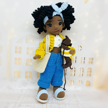 Amigurumi doll pattern, crochet girl pattern, crochet doll outfit