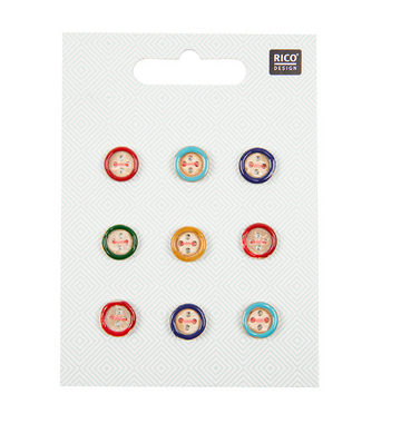 Rico Wooden Button Mix With Colorful Edge