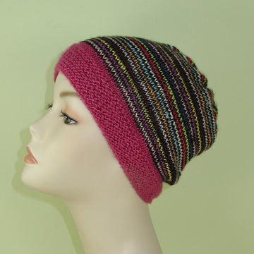 Himalaya Stripe Beanie Hat Circular knitting pattern