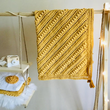 Diagonal Popcorn Baby Blanket N 348
