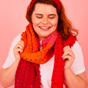 Cheerful Cable Scarf - Free Scarf Crochet Pattern For Adult in Paintbox Yarns Cotton Aran by Paintbox Yarns