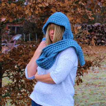Winter Blues Hooded Scarf