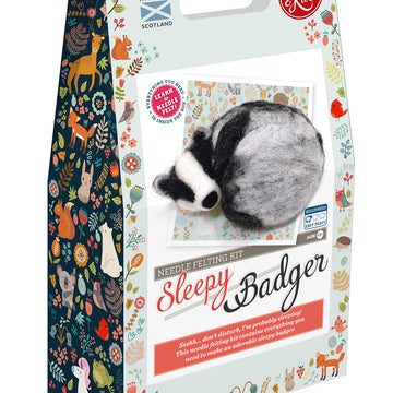 The Crafty Kit Company Sleepy Badger Needle Felting Kit - 190 x 290 x 94mm