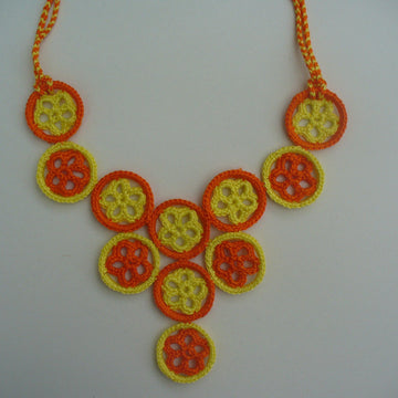 Round Flower Motifs Crochet Necklace