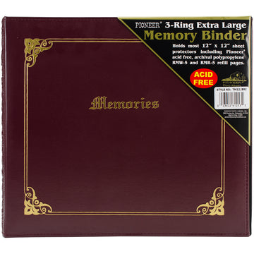 Pioneer 3-Ring Sewn Cover Album 12"X12" - Burgundy Italian