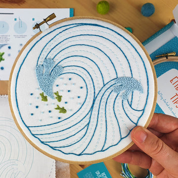 Oh Sew Bootiful Ocean Waves Printed Embroidery Kit