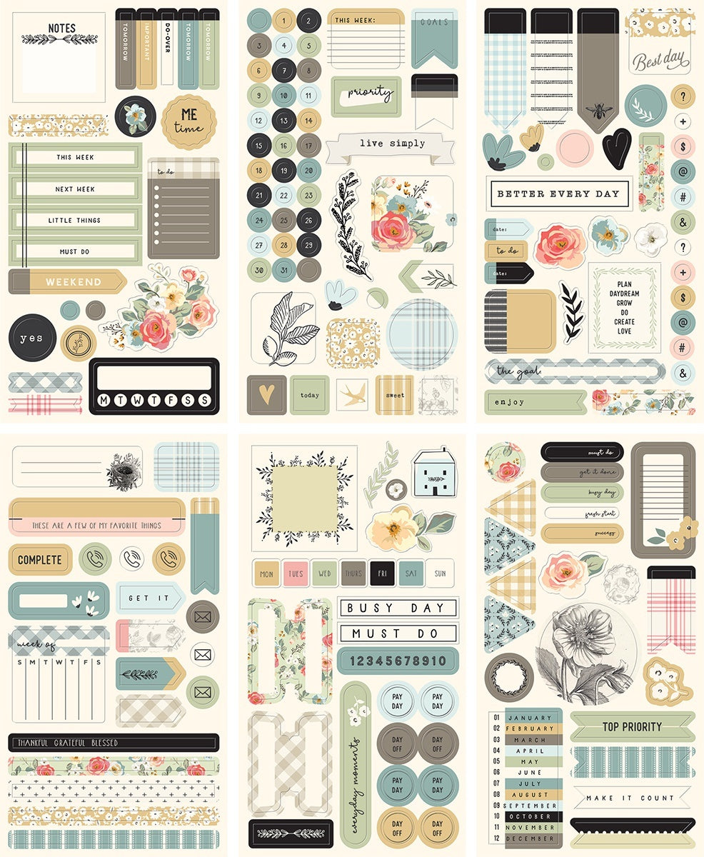 My Minds Eye Gingham Gardens Planner Sticker Set 6/Pkg - 621495
